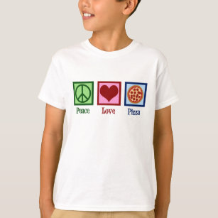 Peace Kärlek Pizza Kids T Shirt