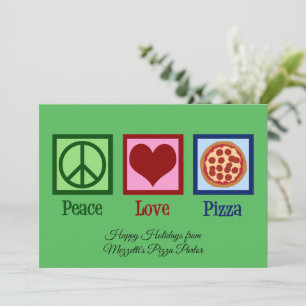 Peace Kärlek Pizza Parlor Anpassningsbar jul Julkort