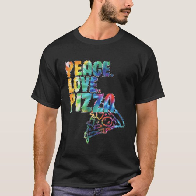 Peace Kärlek Pizza Tie Dye T Shirt (Framsida)