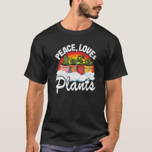 Peace Kärlek & Plants Retro Rainbow Landscaper Pla T Shirt