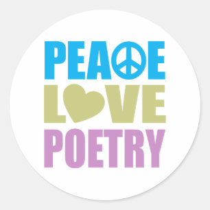 Peace Kärlek Poetry Runt Klistermärke