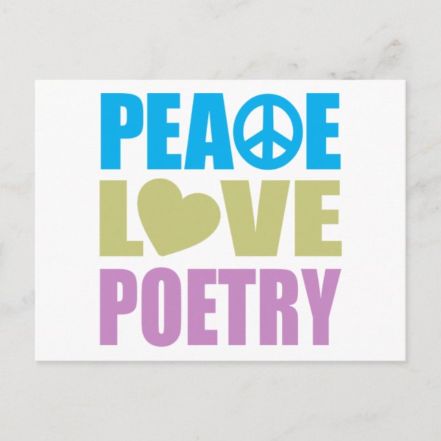 Peace Kärlek Poetry Vykort (Framsida)