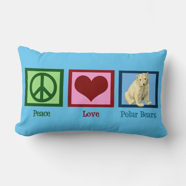 Peace Kärlek Polar Bears Anpassningsbar Blue Lumbarkudde (Framsida)