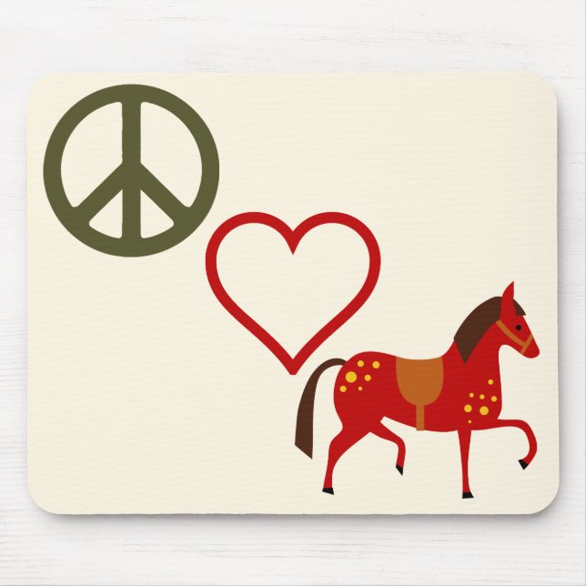 Peace Kärlek Ponies Horse Mousepad Musmatta (Framsidan)