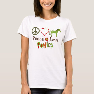 Peace Kärlek Ponies Horse T-Shirt