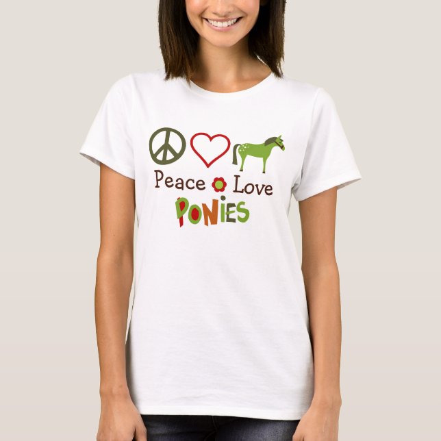 Peace Kärlek Ponies Horse T-Shirt (Framsida)