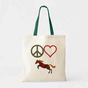 Peace Kärlek Ponies Retro Jumping Horse Tygkasse
