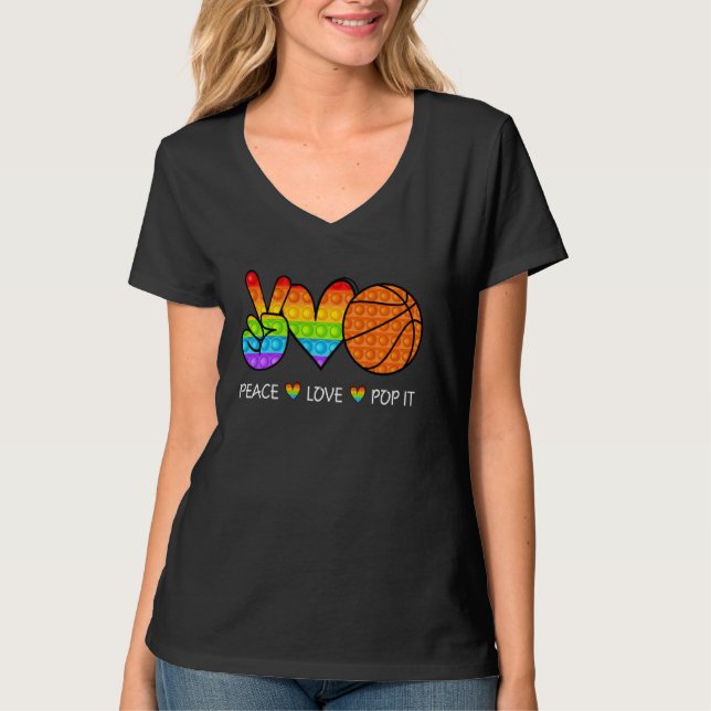 Peace Kärlek Pop IT Basketball Fidget T Shirt (Framsida)