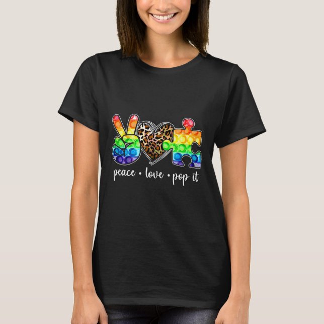 Peace Kärlek Pop it it Puzzle Autism Awareness Boy T Shirt (Framsida)
