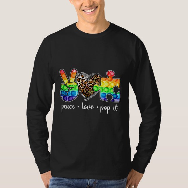 Peace Kärlek Pop it it Puzzle Autism Awareness Boy T Shirt (Framsida)