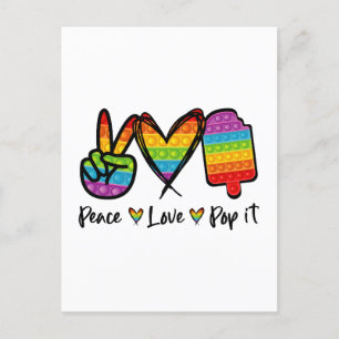 Peace Kärlek Pop it postkort, Rainbow Pop it Vykort