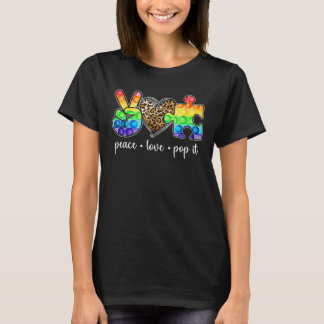 Peace Kärlek Pop IT Puzzle Support Autism Awarenes T Shirt
