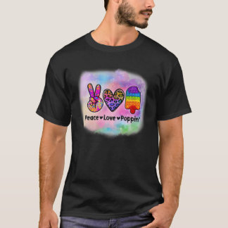 Peace Kärlek Poppin Tie Dye Leopard Pop Fidget Lek T Shirt
