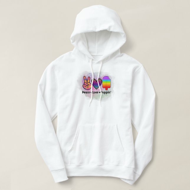 Peace Kärlek Poppin'Tie Dye Push Fidget Leksak Hoodie (Design framsida)
