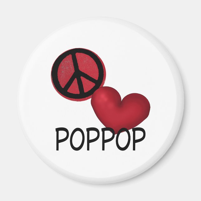 Peace Kärlek PopPop Magnet (Framsidan)