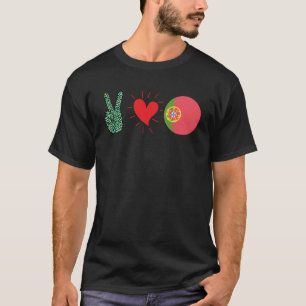 Peace Kärlek Portugal Flagga Portugal Pride Roots T Shirt