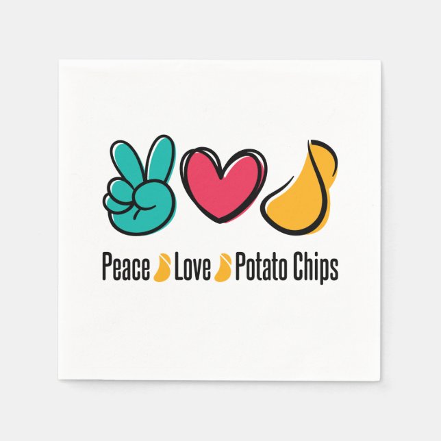 Peace Kärlek Potato Chip Pappersservett (Framsidan)