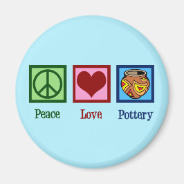 Peace Kärlek Pottery Magnet
