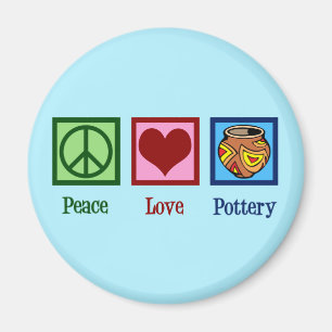 Peace Kärlek Pottery Magnet