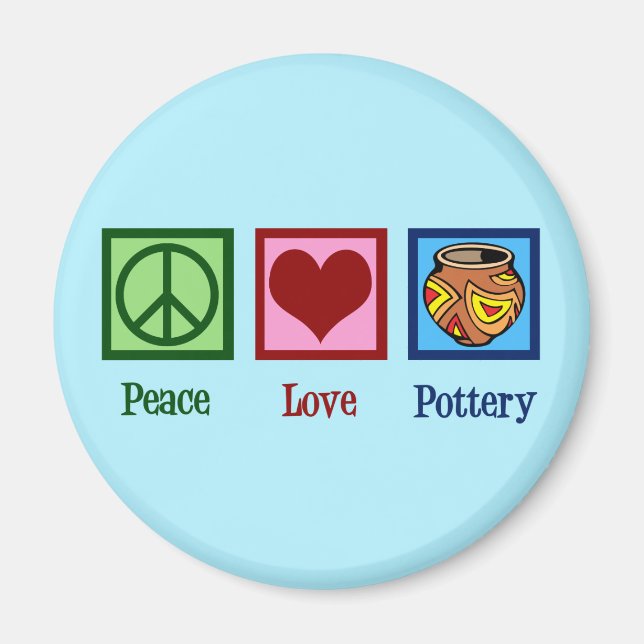 Peace Kärlek Pottery Magnet (Framsidan)