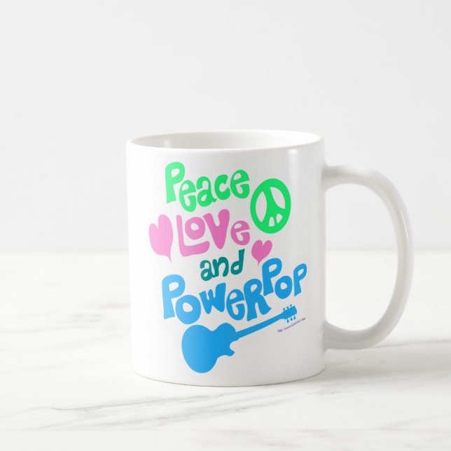 Peace Kärlek Powerpop Epic Roligt Music Slogan Kaffemugg (Höger)