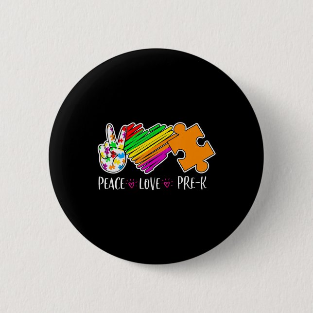 Peace Kärlek Pre-K Autism Awareness - 100 dagars s Knapp (Framsida)