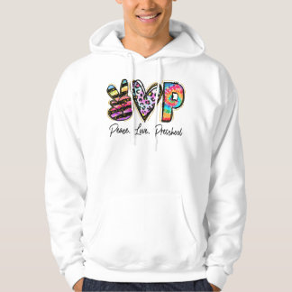 Peace Kärlek Preschool Teacher Girls Team Preschoo Hoodie