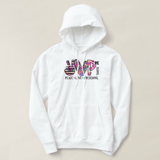 Peace Kärlek Preschool Teacher Team Preschool Tie  Hoodie (Design framsida)