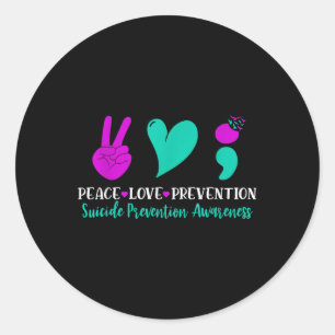 Peace Kärlek Prevention Mental Health Suicide Awar Runt Klistermärke