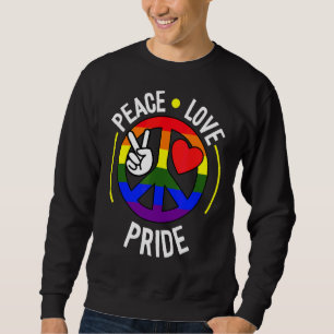 Peace Kärlek Pride Lgbt Q Coola Gay Rainbow Flagga Lång Ärmad Tröja