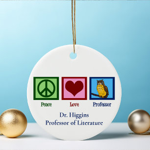 Peace Kärlek professor Anpassningsbar Faculty Mono Julgransprydnad Keramik