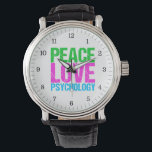 Peace Kärlek Psychology Cute Armbandsur<br><div class="desc">Fredspsykologi i Kärlek i skarp,  djärv nyskrivning om grönt,  rosa och blått. Jag kärlek terapi och utbildning om människor. Personligen med psykologens information som gåva.</div>