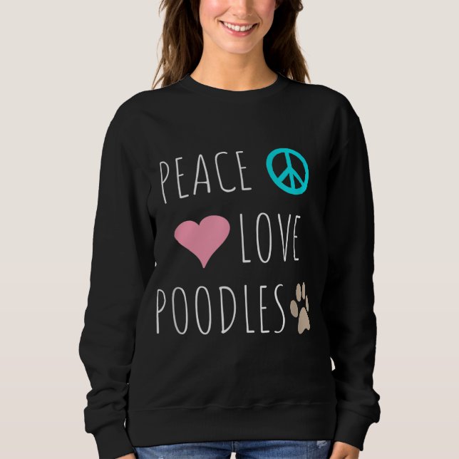 Peace Kärlek Pudel Cute Hund Puppy Djurälskare T Shirt (Framsida)