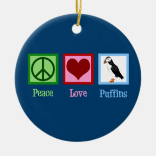 Peace Kärlek Puffins Cute Blue Puffin jul Julgransprydnad Keramik