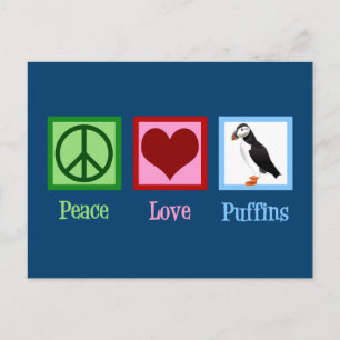 Peace Kärlek Puffins Vykort