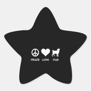 Peace Kärlek Pug Pug Hundälskares Gift Stjärnformat Klistermärke