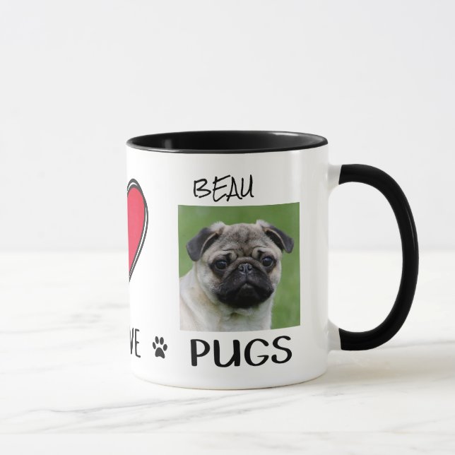 Peace Kärlek Pugs Lovers Mug Mugg (Höger)