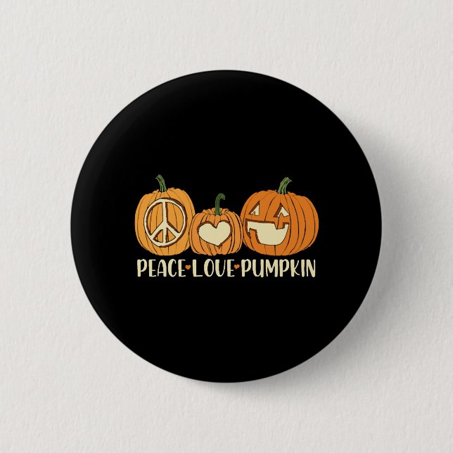 Peace Kärlek Pumpkin Halloween Knapp (Framsida)