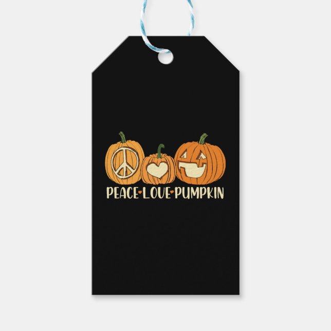 Peace Kärlek Pumpkin Halloween Presentetikett (Framsidan)