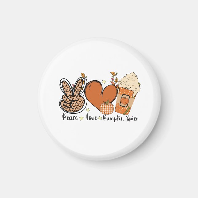 Peace Kärlek Pumpkin Spice Fall Magnet (Framsidan)
