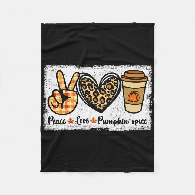 Peace Kärlek Pumpkin Spice Fleecefilt (Framsidan)