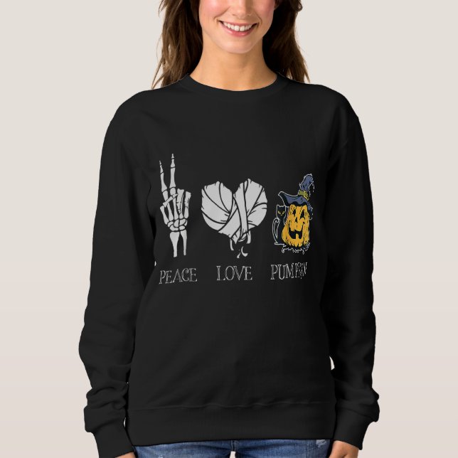 Peace Kärlek Pumpkin T Shirt (Framsida)