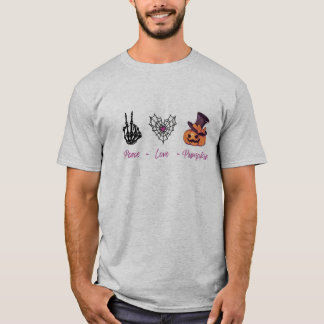 Peace Kärlek Pumpkin T-Shirt | Cute Fall Graphic T