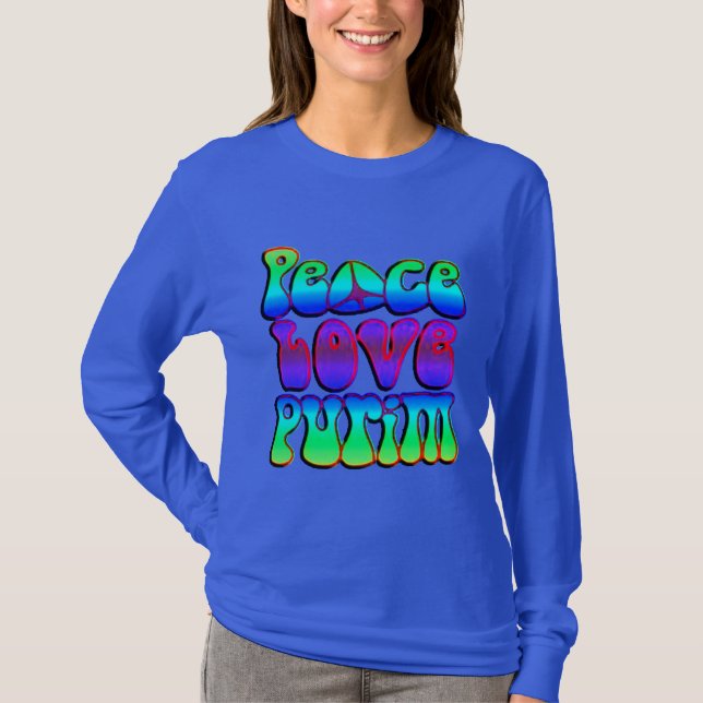Peace Kärlek Purim Tee Shirt (Framsida)