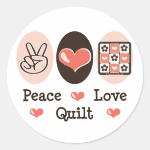 Peace Kärlek Quilt Stickers Runt Klistermärke