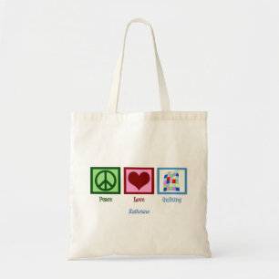 Peace Kärlek Quilter Cute Quilter Monogram Tygkasse