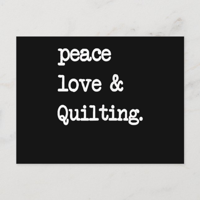 Peace Kärlek & Quilting Crochet Sewing Gift Vykort (Framsida)
