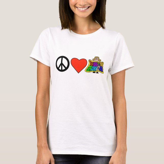 Peace Kärlek Quilting T-Shirt (Framsida)