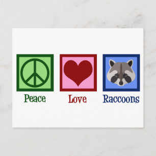 Peace Kärlek Raccoons Vykort
