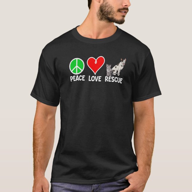 Peace Kärlek Rädding Animal Protection Pet Animal  T Shirt (Framsida)